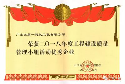 喜報:我司榮獲 “2018年度工程建設質(zhì)量管理小組活動優(yōu)秀企業(yè)”等多個獎項
